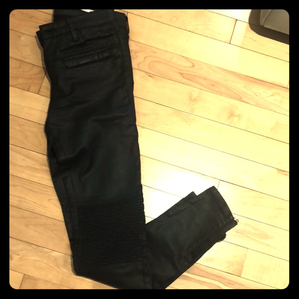 Zara black Coated pants matte shine